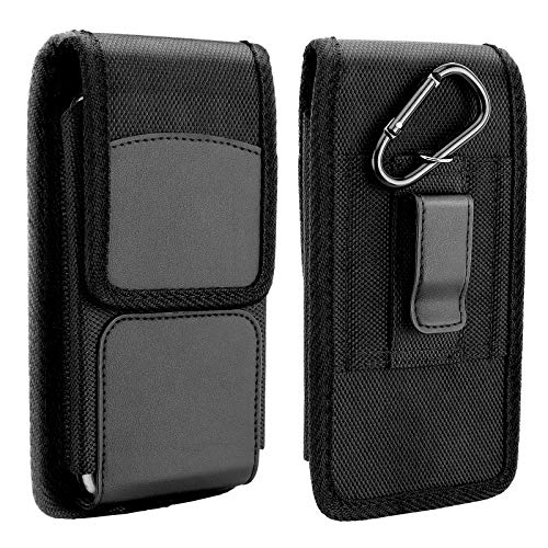 MoKo Funda con Clip de Cinturón para Teléfono Móvil Compatible con iPhone13mini/13/13Pro/13Pro MAX, Funda Cartucheras de Nylon para Móvil Multi-Bolsillo para Teléfono de hasta 6,7‘’, Negro