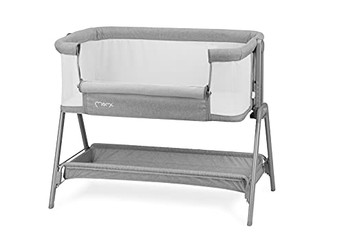 MOMI FIBI Cama 3 en 1, Cama de Viaje y Lateral para niños Desde el Nacimiento, con colchón, Ajuste de Altura de 6 Niveles, repisa para artículos de bebé, 4 Patas Regulables, con Mirilla de Malla