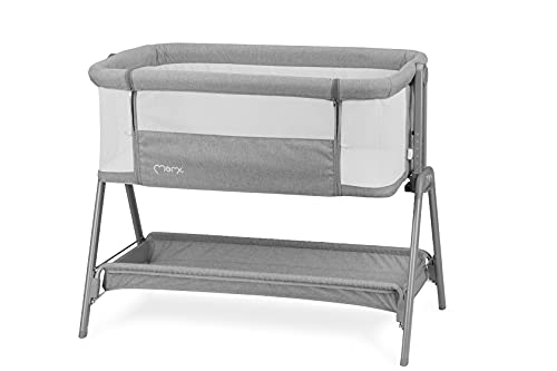 MOMI FIBI Cama 3 en 1, Cama de Viaje y Lateral para niños Desde el Nacimiento, con colchón, Ajuste de Altura de 6 Niveles, repisa para artículos de bebé, 4 Patas Regulables, con Mirilla de Malla