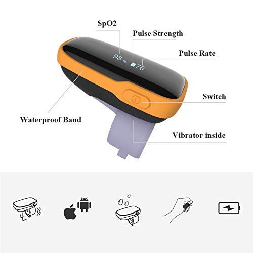 Monitor de saturación de oxígeno en tiempo real portátil Viatom WearO2 con alarma de vibración e informe de aplicación de frecuencia cardíaca y O2 gratuito.