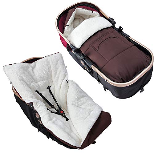 Monzana Saco de dormir para bebé Cochecito Silla de coche o Asiento Manta Marrón 93x56cm 100% Poliéster