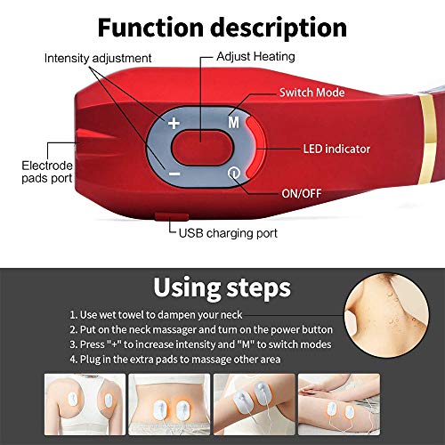 Moonssy Masajeador de Cuello Masajeador Electromagnético Masajeador de Cuello Multifunción 6 métodos de Masaje Masajeador Inalámbrico Electrónico Puede Aliviar Rápidamente el Dolor Cervical