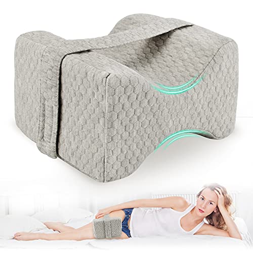 Mopalwin Almohada para Las Rodillas, Ergonómica para Personas Almohada para piernas para Dormir de Lado, Alivio de Molestias al Dormir, reduciendo la presión en articulaciones y Zona Lumbar (Gris)