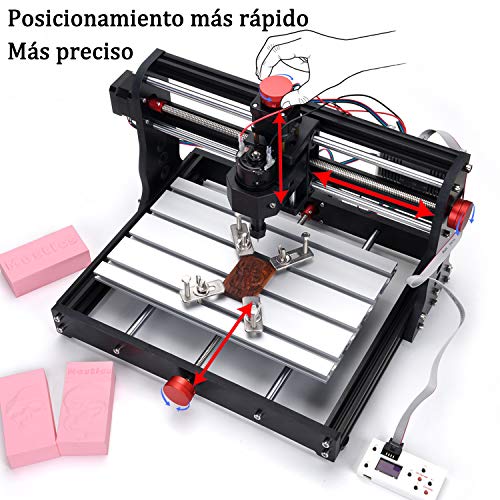 Mostics Actualizar CNC 3018 Pro máquina CNC Fresadora con volante, Máquina de grabado CNC, Máquina de grabado CNC, 3 ejes para mecanizado de acrílico, PVC, madera, aluminio blando