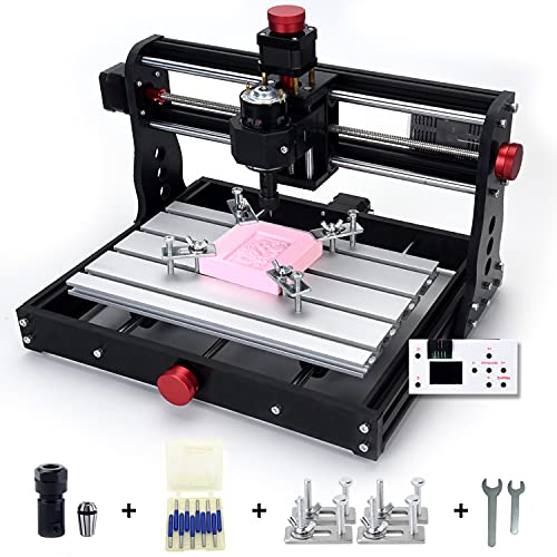 Mostics Actualizar CNC 3018 Pro máquina CNC Fresadora con volante, Máquina de grabado CNC, Máquina de grabado CNC, 3 ejes para mecanizado de acrílico, PVC, madera, aluminio blando