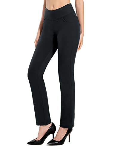 MOVE BEYOND Suave como la Mantequilla Pantalones de Yoga de Pierna Recta para Mujer con 4 Bolsillos Pantalones de Entrenamiento para el Control de la Barriga, Gris, XL