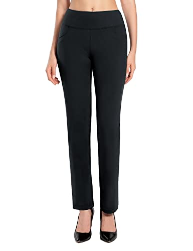 MOVE BEYOND Suave como la Mantequilla Pantalones de Yoga de Pierna Recta para Mujer con 4 Bolsillos Pantalones de Entrenamiento para el Control de la Barriga, Gris, XL