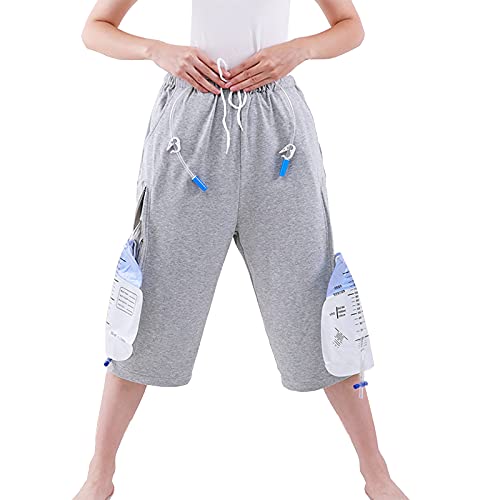 MOXIN Paciente Cuidado de Ropa Interior de Ostomía, Pantalones para el Cuidado de la Incontinencia para Ancianos, Pantalones de Catéter,Gris,Xlarge