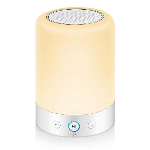 MRCOOL Lámpara de Noche con Altavoz Bluetooth, Lámpara de Tabla LED Luz Nocturna con Cambio de Color, Regalos para Mujeres Hombres Niños