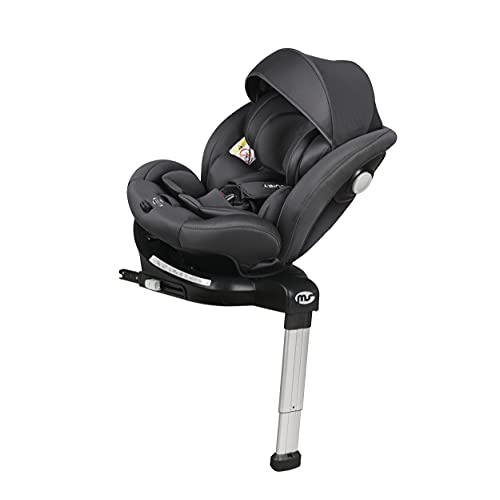 Ms 1846 - Silla De Coche Sidney Grupo 0 1 2 3 Isofix Y Pata De Apoyo - Rotación 360º - Sps Plus - Máxima Reclinación A Contramarcha 18 Kg Y Capota De Serie, Grupo 0 1 2 3, Unisex, Gris Oscuro