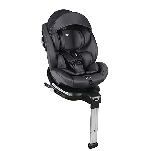 Ms 1846 - Silla De Coche Sidney Grupo 0 1 2 3 Isofix Y Pata De Apoyo - Rotación 360º - Sps Plus - Máxima Reclinación A Contramarcha 18 Kg Y Capota De Serie, Grupo 0 1 2 3, Unisex, Gris Oscuro