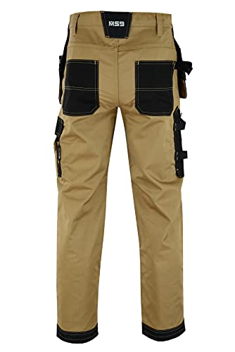 MS9 Pantalones de trabajo para hombre con bolsillos tácticos para trabajo de trabajo, pantalones vaqueros