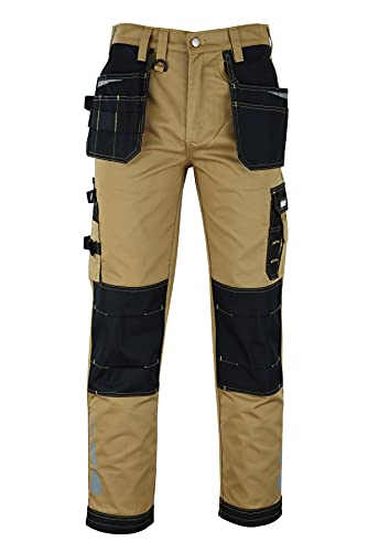 MS9 Pantalones de trabajo para hombre con bolsillos tácticos para trabajo de trabajo, pantalones vaqueros