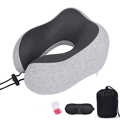 MSNLY Almohada en Forma de U, Espuma viscoelástica, Almohada de Viaje, Almohada para el Cuello, Almohada para el Cuello para la Siesta del Coche y del avión, Almohada de Tela magnética en Forma de U