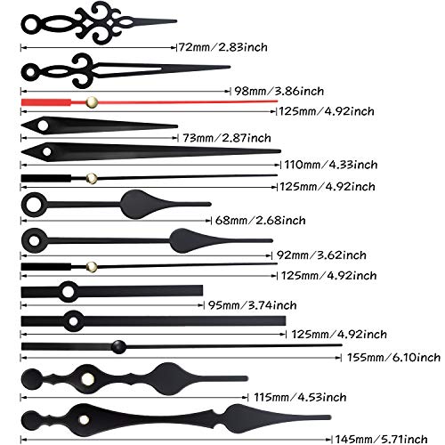 Mudder 2 Piezas Mecanismo de Movimiento de Reloj de Eje Largo y Alto Torque con 5 Diferentes Pares de Manecillas para DIY Reparación de Reloj Reemplazo de Piezas