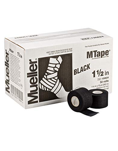 MUELLER Venda Mtape, Negra, 3.8 Cm X 9.1 M, 32 Rollos/Caja, Unisex Adulto, 3,8cm x 9,1m