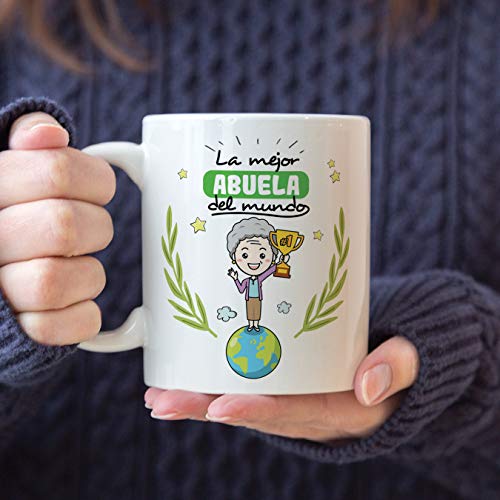 MUGFFINS Taza Abuela - La Mejor Abuela del Mundo - Taza Desayuno/Idea Regalo Original/Día de la Madre para Abuelitas. Cerámica 350 mL