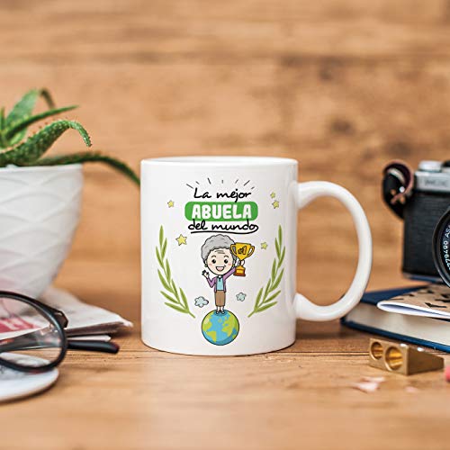 MUGFFINS Taza Abuela - La Mejor Abuela del Mundo - Taza Desayuno/Idea Regalo Original/Día de la Madre para Abuelitas. Cerámica 350 mL