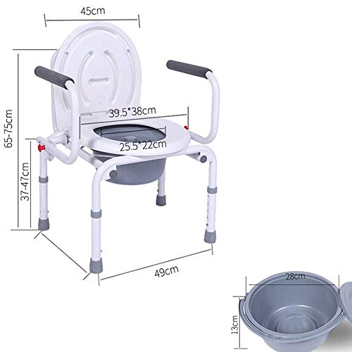 MY1MEY Bidet Portatil para WC, Silla de Ruedas con Inodoro, Silla con Orinal Silla de baño, Silla de Inodoro Reforzada y Marco de Inodoro, Inodoro móvil Ajustable, Amplificador de Inodoro (p