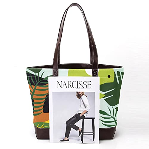 NaiiaN Bolso de mano con correa de peso ligero, tortuga de asiento con hojas de palma, bolsos de mano, bolso de compras para madres, mujeres, niñas, señoras, bolsos de hombro para estudiantes