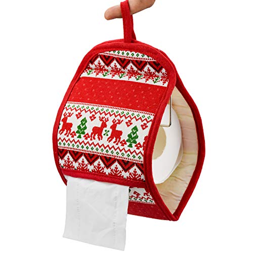 NATEE Portarrollos de papel higiénico, diseño de Navidad, bonito felpa, tela, caja de almacenamiento, para baño, oficina, coche, restaurante, etc.