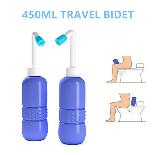 Navadeal - Bidé de mano portátil, 400 ml, para higiene personal y ayuda en el baño, pulverizador, solución ideal para el cuidado personal durante el viaje, económico y resistente, con bolsa de transporte