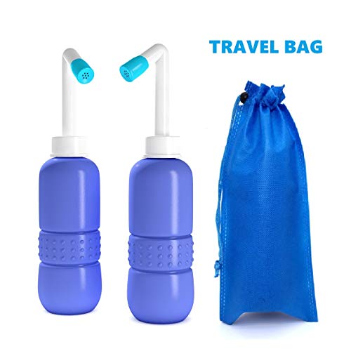 Navadeal - Bidé de mano portátil, 400 ml, para higiene personal y ayuda en el baño, pulverizador, solución ideal para el cuidado personal durante el viaje, económico y resistente, con bolsa de transporte