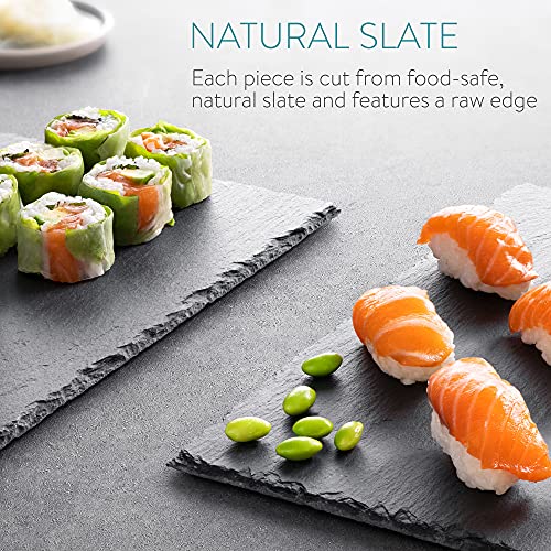 Navaris 6X Plato Llano de Pizarra Natural - Bandejas para Servir Alimentos quesos Aperitivos Tapas Sushi - Tablas rectangulares de Piedra 30 x 20 CM