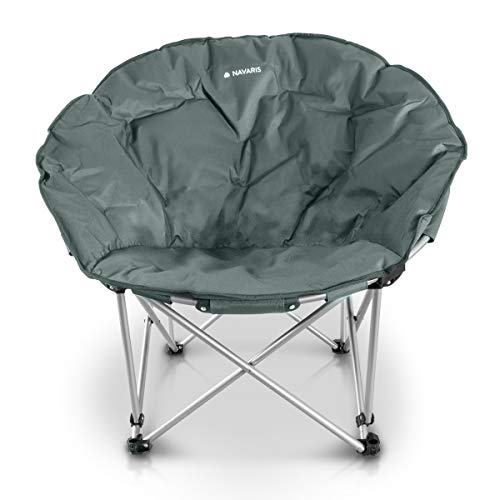 Navaris Silla Redonda Plegable - Asiento para Camping con Bolsa - Silla portátil para Acampada - Silla para el Aire Libre Pesca Playa