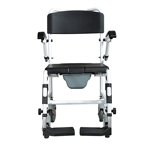 NAXIAOTIAO Accesibilidad Plegable para La Silla De Ruedas para La Silla De Ruedas, Silla De Baño para Discapacitados, Cojín De PU Rolling Silla De Ruedas, Cubo Desmontable Rectagle,A