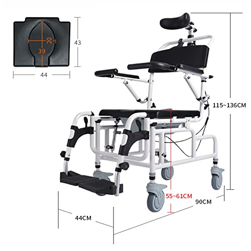 NAXIAOTIAO COLLABLE 45 ° Silla Semi RECLINIÓN, ACCESIBILIDAD Silla De Ruedas De La Maderas, Cojín De PU Rolling Silla De Ruedas, Silla para Discapacitados