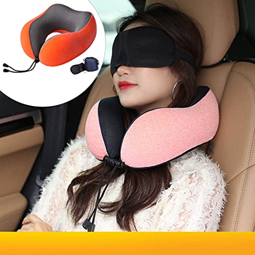 NC Almohada de Cuello para Viajes, Protección de Cuello Columna Cervical, para Dormir en la sedia de Avión Autobús Automóvil Coche Tren - Naranja