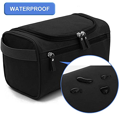 Neceser Hombre Viaje, Bolsa de Aseo Impermeable Gran Capacidad para Colgar, con Malla y Compartimiento con Cremallera, Artículos de Aseo Juego para Hombres, Mujeres, Deporte,Negro