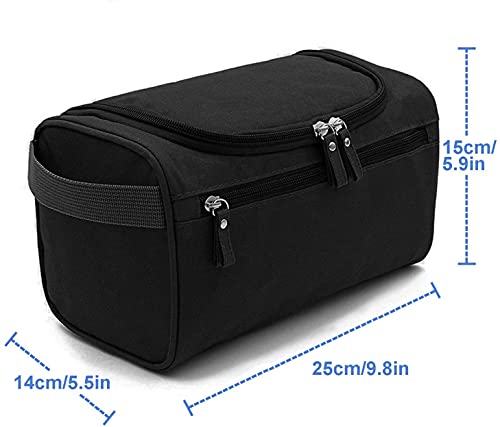 Neceser Hombre Viaje, Bolsa de Aseo Impermeable Gran Capacidad para Colgar, con Malla y Compartimiento con Cremallera, Artículos de Aseo Juego para Hombres, Mujeres, Deporte,Negro