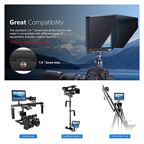 Neewer F100 Kit Monitor Campo Cámara:7" Ultra HD 1280x800 IPS Monitor Campo Pantalla+F550 Batería Repuesto+Micro USB Cargador+Estuche Transporte para Sony Nikon Olympus Panasonic