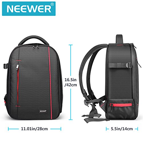 Neewer Profesional Camara Caso Mochila Bolsa Impermeable a Prueba de 42x28x14 Centímetros con Soporte para Trípode y Bolsillo Externo para DSLR, Cámara sin Espejo, Flash(Interior Gris)