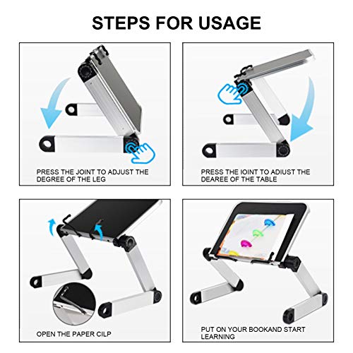 Negro Estantería ergonómica Atril para Libros Altura y ángulo Ajustable Soporte para Libro Soporte ergonómico para Libro para la mayoría de los Libros y tabletas en Papel y Recetas y partituras