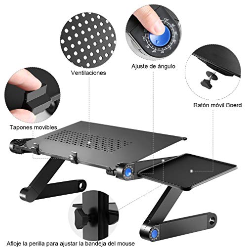 Nestling® Portable Laptop Desk Pc Sofa Stand Air Space Desk Soporte para Laptop Mesa Plegable Mesa para Laptop con Bandeja para Mouse extraíble y Barra Antideslizante