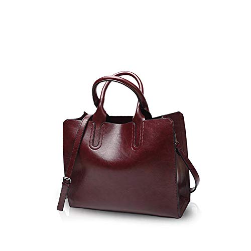 NICOLE&DORIS Mode Bolsos de Mano para Mujer Monederos Bolso Crossbody Mujer Bolso de Bandolera Bolsa Tote Durable PU Vino Tinto