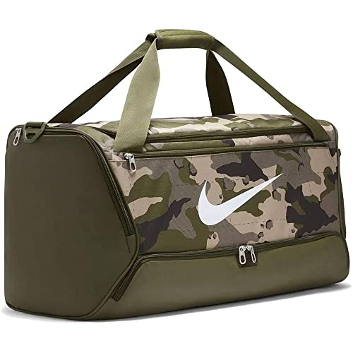 Nike Brasilia Training - Bolsa de lona (tamaño mediano), color caqui, verde y blanco