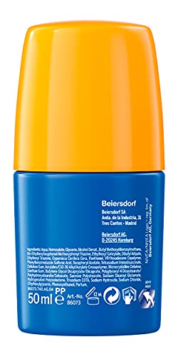 NIVEA SUN Roll-On Solar Niños Protege & Juega FP50+ (1 x 50 ml), protector solar roll-on para niños, crema solar resistente al agua, protección solar muy alta