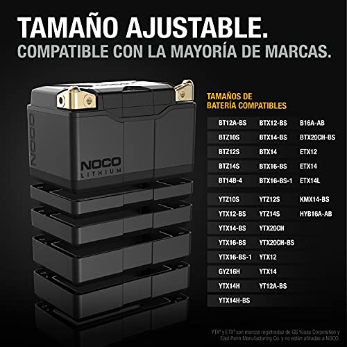 NOCO Lithium NLP14, Grupo 14, 500A Litio Powersports Batería, 12V 4Ah Batería de Moto con BMS Dinámico para Motos, Vehículos Todoterreno y Escúteres