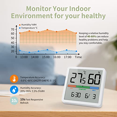 NOKLEAD Termómetro interior del higrómetro, termómetro digital de escritorio con monitor de temperatura y humedad, termómetro de habitación de calibre humedad preciso