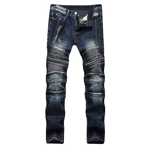 NP Spring Men's Street Stretch Biker Jeans Jeans Agujeros Retales Pantalones de