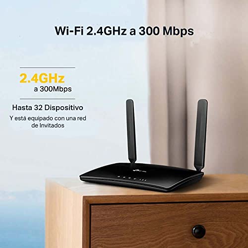 【Nueva Versión 】Archer TP-Link TL-MR6400 - Router 4G LTE (Cat 4), velocidad hasta 300Mpbs, MicroSim, Puerto Ethernet LAN/WAN, Antena desmontable,Sin Configuración