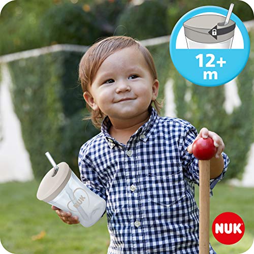 NUK Learn to Drink Set con biberón Trainer Cup (6M+) | vaso antiderrame bebé Magic Cup 360° (8M+) y taza para niños Action Cup (12M+) | 230 ml | sin BPA | Gris y blanco