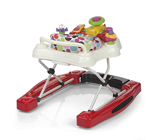 Nurse 325 AAA Multi Andador Multifuncional, Asiento Giratorio, Función Balancín, Bandeja de Actividades con Sonido, Plegado Compacto, blanco / rojo