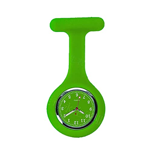 Nurse Watch - Reloj analógico para enfermería con aguja de seguridad y manecillas fluorescentes, color verde claro