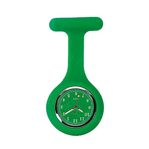 Nurse Watch - Reloj analógico para enfermería con aguja de seguridad y manecillas fluorescentes, color verde oscuro