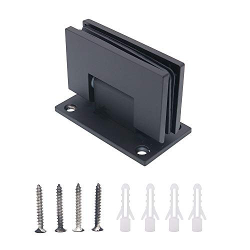 NUZAMAS Juego de 2 abrazaderas de cristal de acero inoxidable 304 de 90 grados, soportes de vidrio a pared, soporte de estante de vidrio, para paneles de vidrio de 8 a 12mm de grosor, negro mate